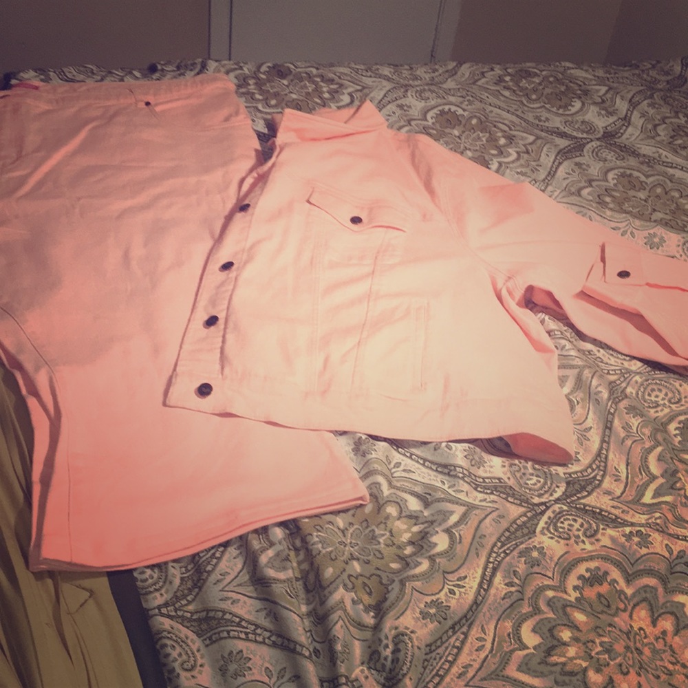 Peach Colored Twill Jean Jacket and Matching Pant